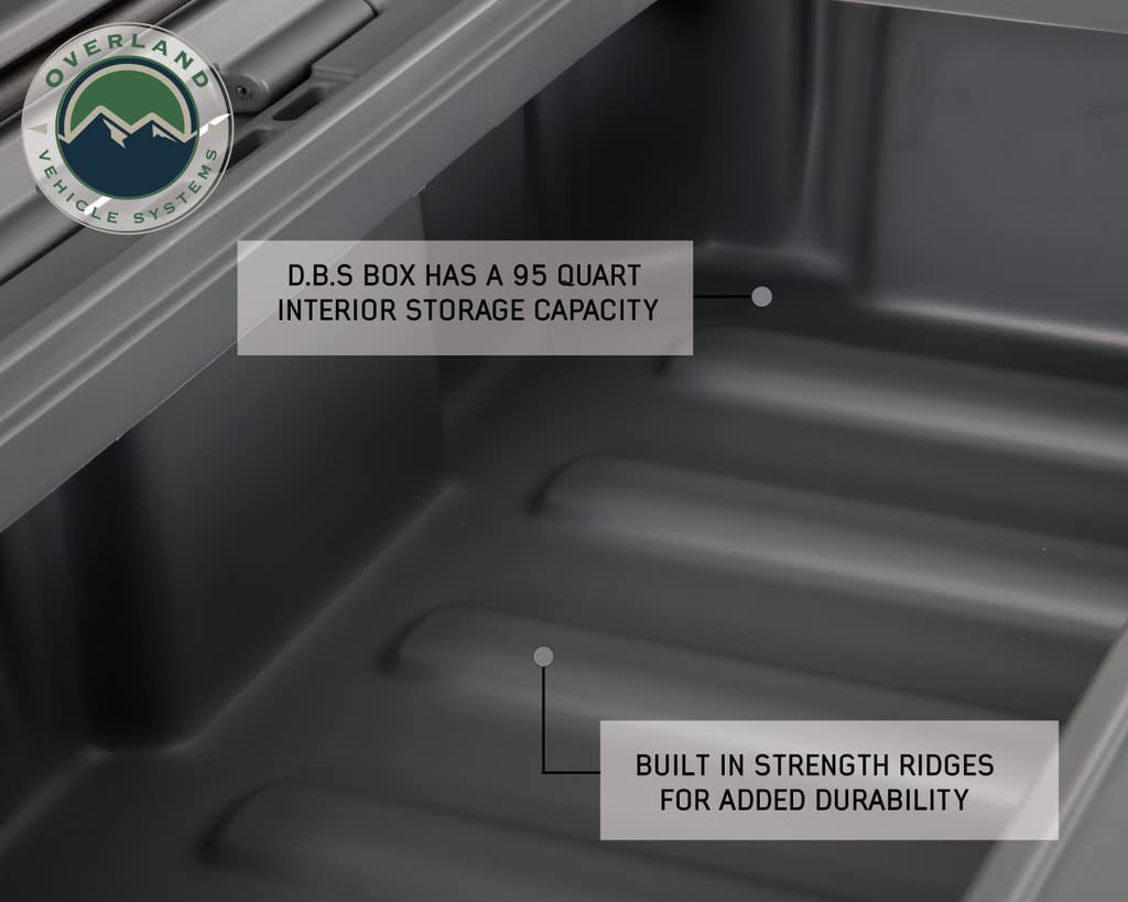 D.B.S. Overland Vehicle Systems 95 QT Dry Box Storage with Drain and Bottle Opener | Dark Grey | Waterproof Sealing | Heavy Duty Latches | 40100011