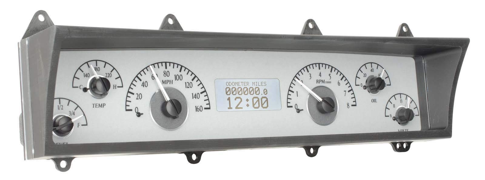 Dakota Digital VHX-69C-NOV-S-W 69-76 Chevy Nova Analog Dash Gauge System Silver Alloy White