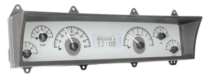 Dakota Digital VHX-69C-NOV-S-W 69-76 Chevy Nova Analog Dash Gauge System Silver Alloy White
