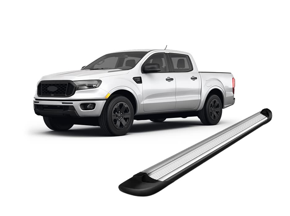 Silver Black Horse Aluminum Transporter Running Boards Compatible with 2019-2022 Ford Ranger