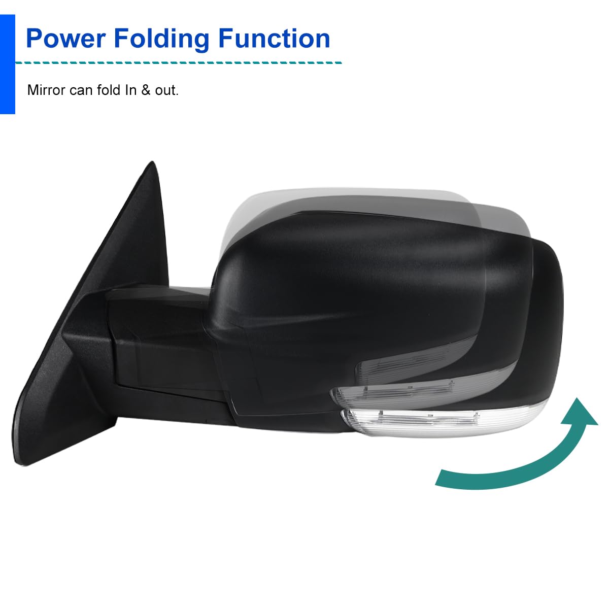 Power Fold Heated Temp Sensor Spec-D Tuning Left Driver Side Mirror Compatible with 2013-2019 Dodge Ram 1500