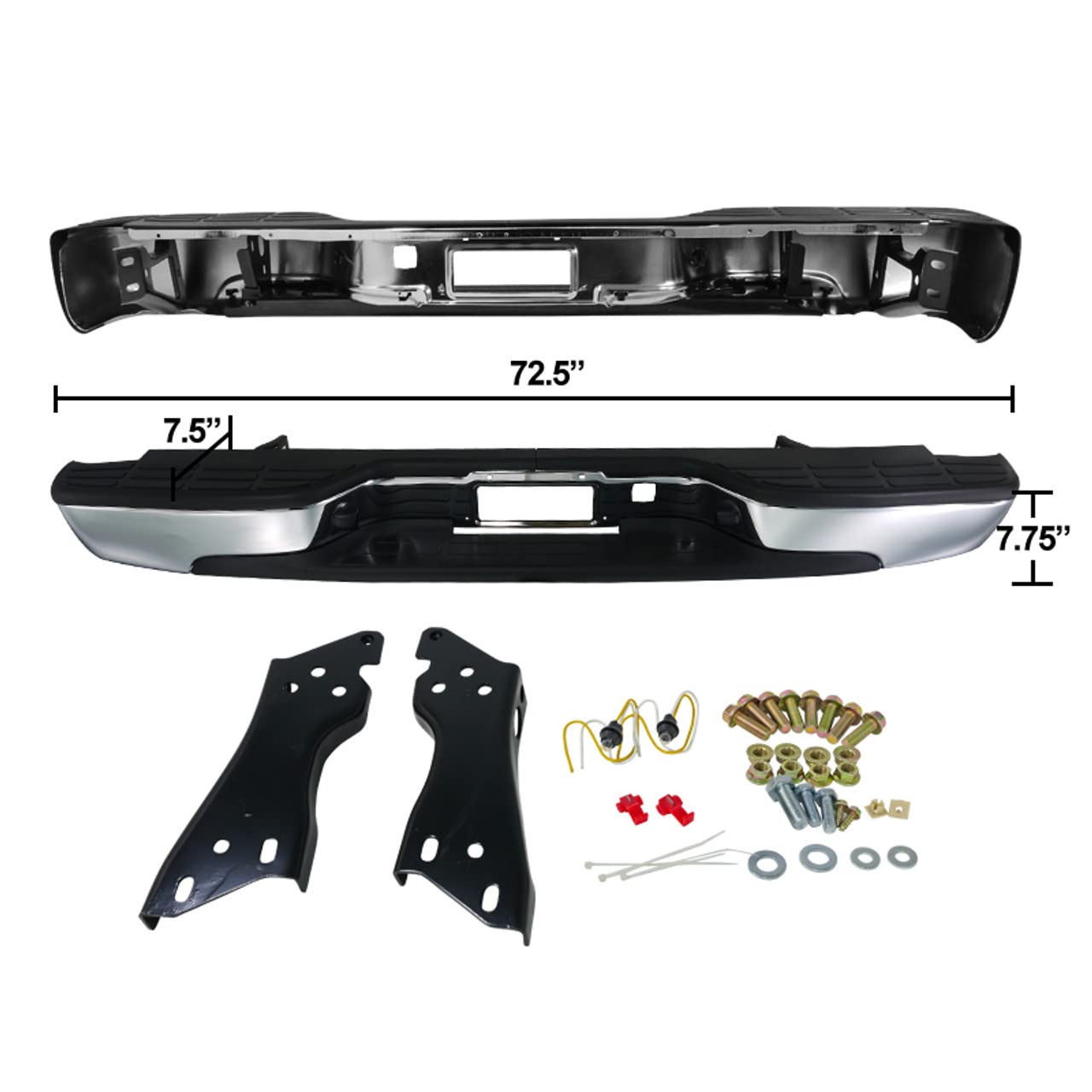 Rear Bumper Step Chrome - Spec D Tuning SRB-SIV99CR-FS Fits Fleetside, 99-06 Chevy