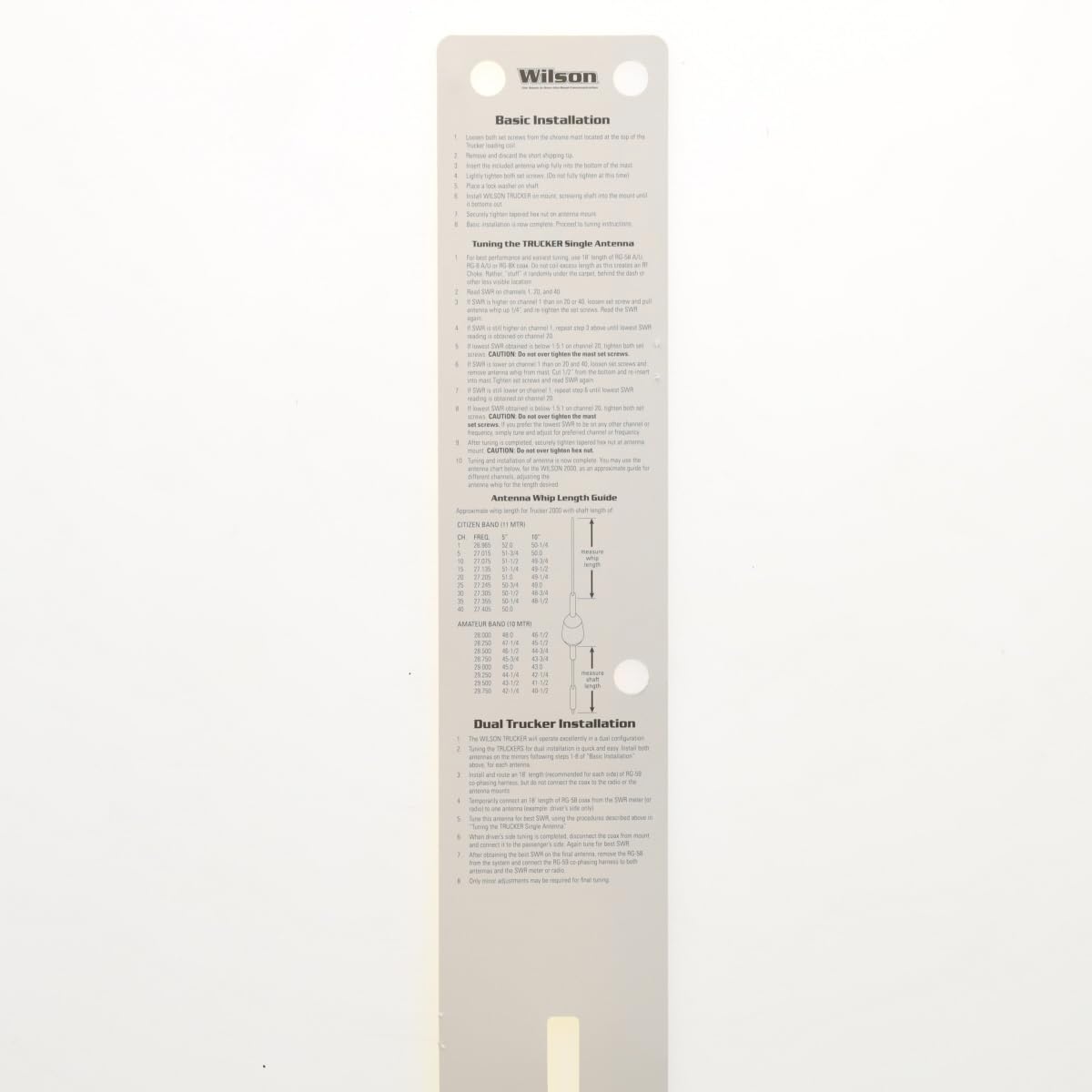 Wilson T2000 Series 305-497 Black Mobile CB Trucker Antenna with 10-Inch Shaft 49-Inch Steel Whip 3500 Watts AM|FM Ready CB Radio Antenna - White