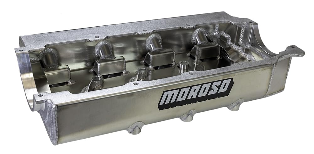 Moroso Aluminum Dry Sump Oil Pan 20037, Fits Big Block Chevy Mark IV Engine, 4 Pick Ups PS, 5" Depth, Hydroplane/Grand Prix Boat
