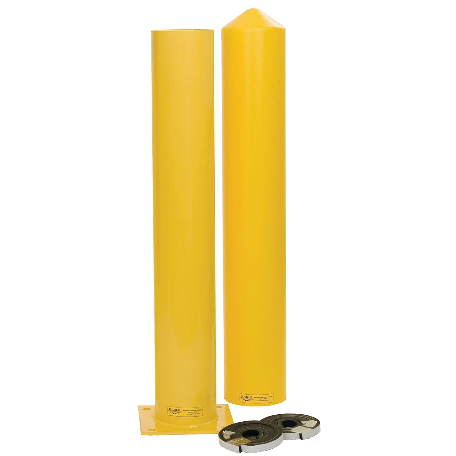 Eagle Steel Bollard Post and 1764PS Poly Sleeve Combos with Kit, 6" Size, 6-5/8" Diameter x 42" Height