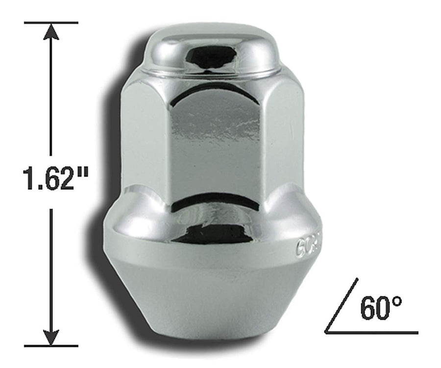 Gorilla 66197DX Automotive Bulge Factory Style Lug Nuts - Chrome – 7/8” Hex – 9/16” Thread Size - Pack of 4