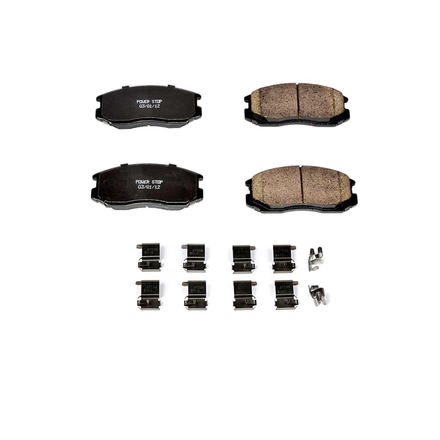 Power Stop Front Brake Kit For Mitsubishi Mirage 1990-00 |Eagle Summit 1991-96 |Plymouth Colt 1991-94 - Ceramic Brake Pads With Installation Hardware, 17-602