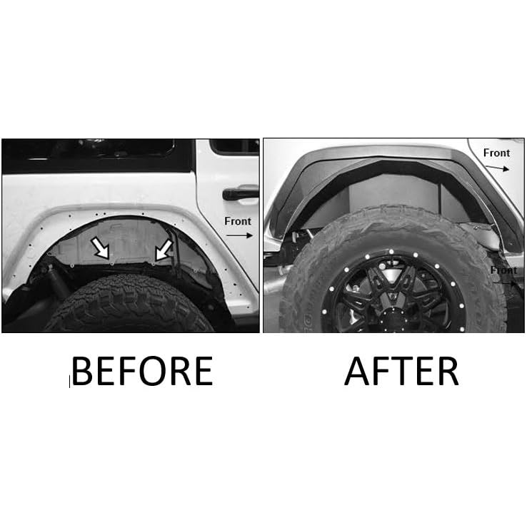 Rear Black Horse FENDER FLARES Liners Matte Black Compatible with 2020-2025 Jeep Gladiator-INFG20