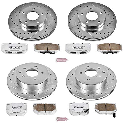 Power Stop Z26 K2753-26 Front and Rear Carbon Fiber Brake Pads with Drilled & Slotted Brake Rotors Kit For Nissan 300ZX 1989-1990 [Model Specific]