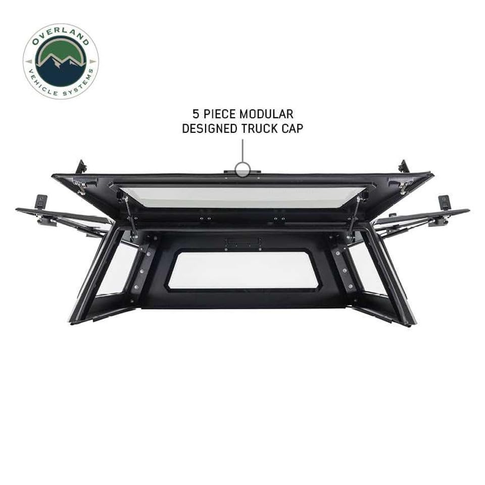 Truck Cap Overland Vehicle Systems Expedition W/Full Wing Doors, Front and Rear Windows & 3rd Brake Light Full Bolt On (Suitable for Toyota Tacoma 5' Bed 2016-2023)