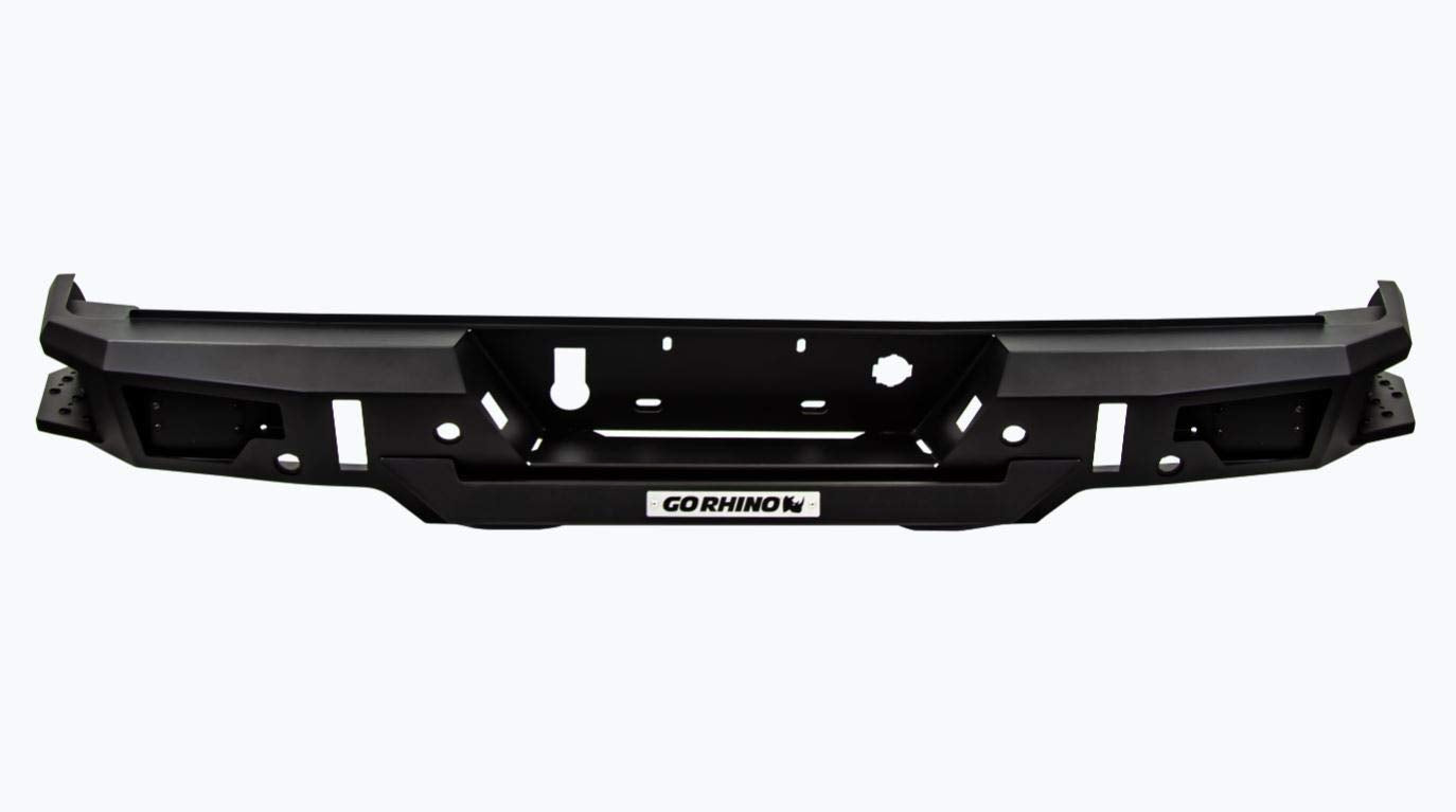 BR20 Go Rhino Rear Bumper | Mild Steel, Textured Black | 28176T | Fits 2019 - 2021 Chevrolet Silverado & GMC Sierra 1500; 2022 Chevrolet Silverado 1500 LTD & GMC Sierra 1500 Limited
