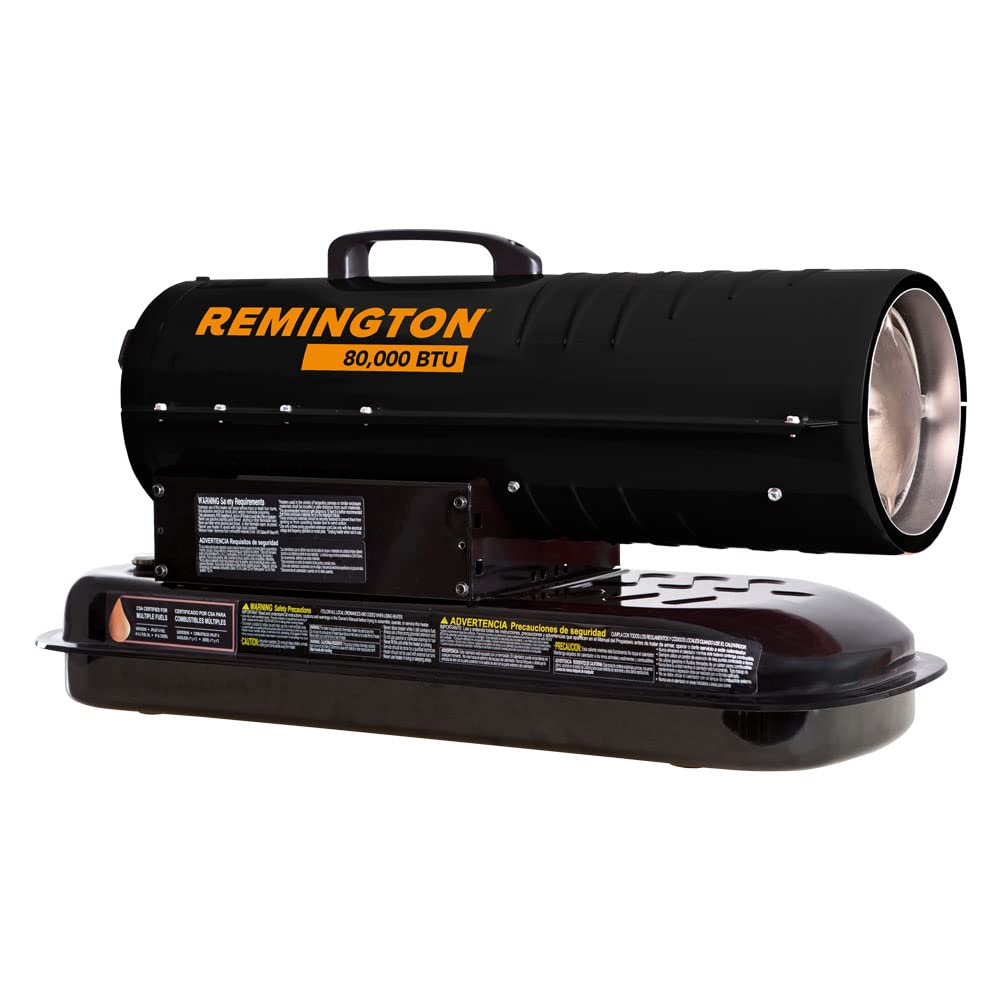 Kerosene/Diesel Heater Remington 80,000 BTU | For Warehouses, Construction, Garages, Barns and Workshops REM-80T-KFA-B