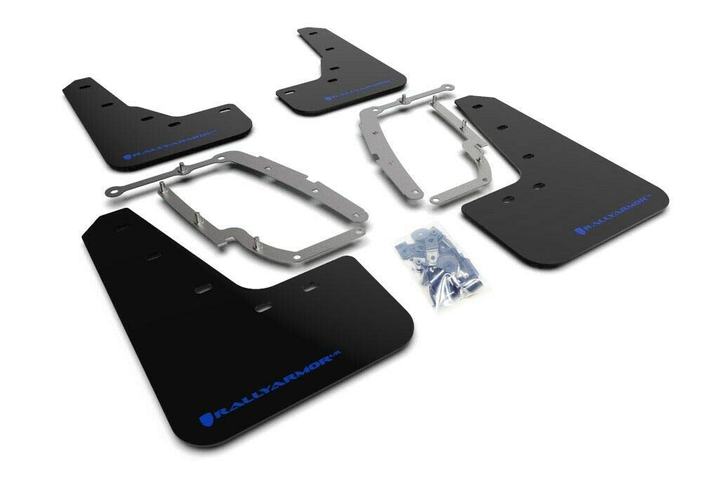 Black Rally Armor UR Mud Flap with Blue Logo FITS 17+ Tesla Model 3 MF62-UR-BLK/BL