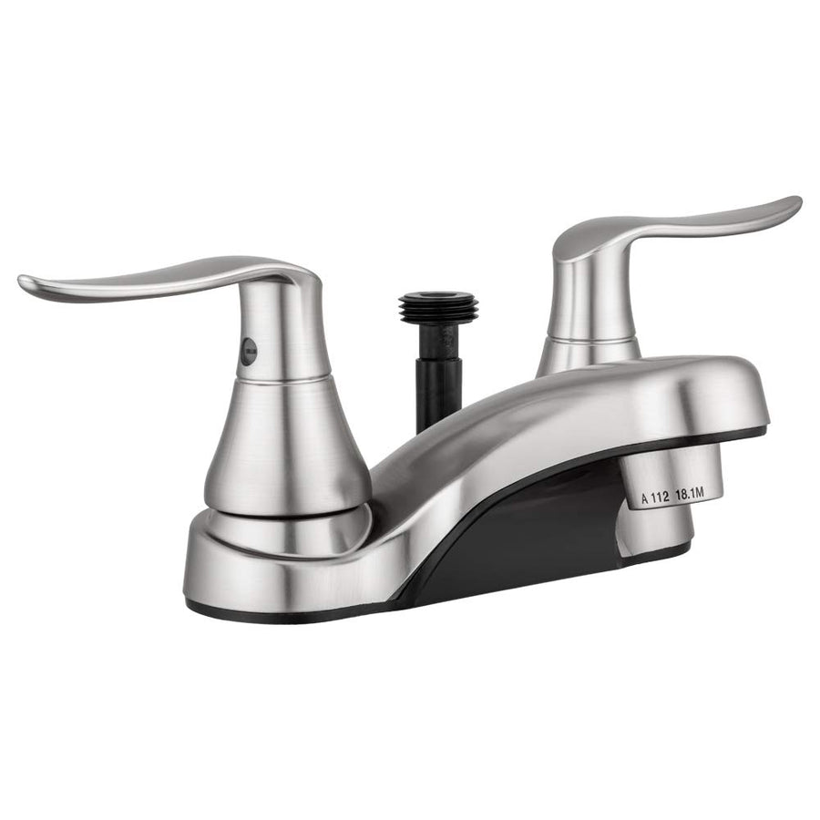 Dura Faucet RV Bathroom Faucet DF-PL720LH-SN with Winged Levers and Shower Hose Diverter (Brushed Satin Nickel)