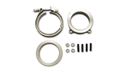 Vibrant Performance Turbo Discharge Flange, VIB Adapter, 3 in 4-Bolt to 3 in V-Band, Clamp/Flanges/Hardware Included, Stainless, T3 GT Series 4-Bolt Turbo, Kit