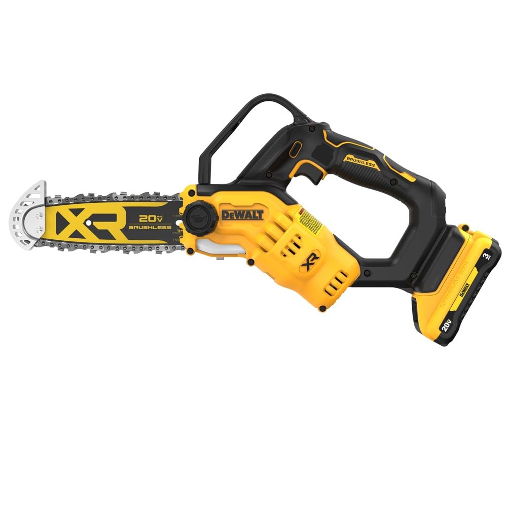 20V MAX DEWALT 8 inch Brushless Cordless Pruning Chainsaw with 3 Ah Battery Included (DCCS623L1)