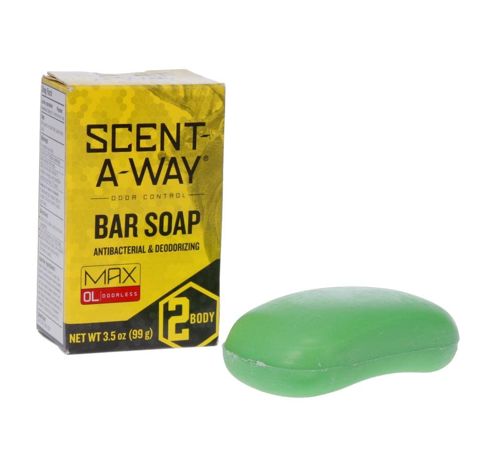 Scent-A-Way MAX Bar Body Soap - Hunters Specialties Hunting Odorless Green Soap Scent Eliminator for Hunters, Trappers, Anglers, and Campers - 3.5 Oz Bar
