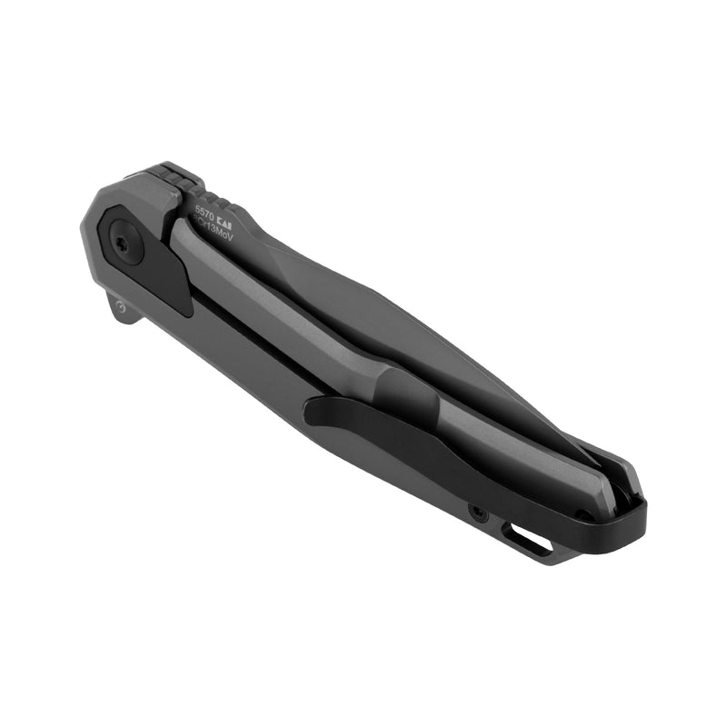 Kershaw Pocket Knife Helitack, Matte Gray Design, 3.26 Inch Stainless Steel Drop Point Blade, EDC with Assisted Opening, Contoured Steel Handle, Everyday Carry Pocket Knife for Men and Women