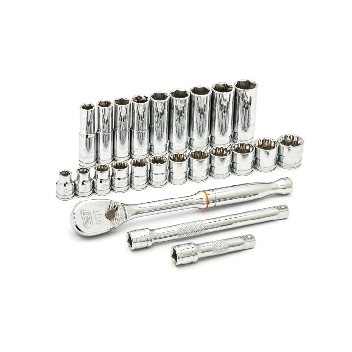 24 Pc. GEARWRENCH 3/8" Drive 6 & 12 Pt. Mechanics Tool Set, Standard & Deep, Metric - 80559