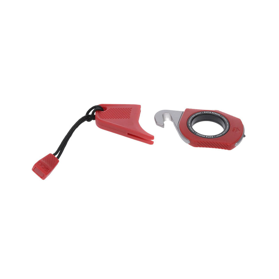 Rapid Rescue SOG Multi-Tool | Stainless Steel Seatbelt Cutter, GRN Handle, Aluminum Pull-Ring, Quick to Deploy from The Sheath, Rescue Red