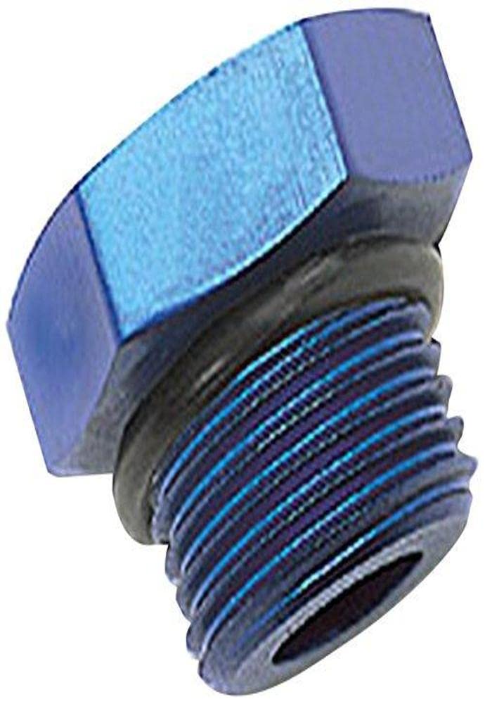 660270 Edelbrock/Russell Blue Anodized Aluminum -6AN Straight Thread Plug Adapter