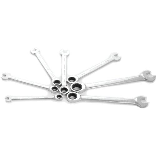 W30631 Performance Tool 7pc Metric Combo Ratcheting Wrench Set | Drop Forged Chrome Vanadium Steel | Corrosion Resistant Finish & 100 Gear Teeth | Sizes: 8, 10, 12, 13, 14, 15 and 18mm