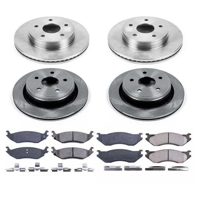 POWERSTOP Front and Rear KOE2168 Autospecialty Brake Kit OE Replacement Brake Rotors and Ceramic Brake Pads For 2003 2004 2005 Dodge Ram 1500 Pickup Base