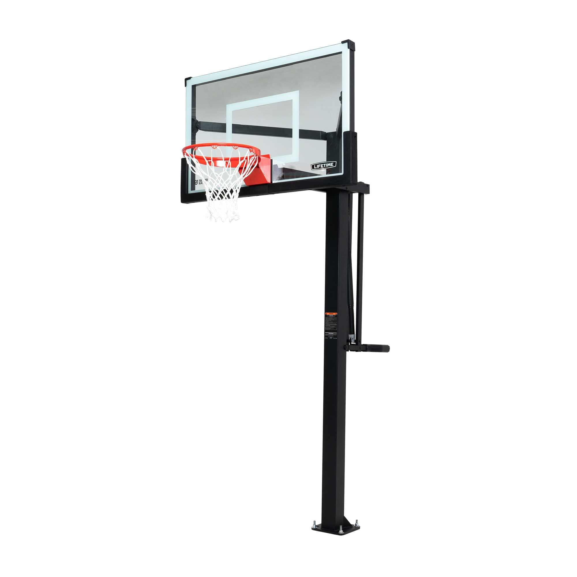 Mammoth 54" Lifetime Deluxe In-Ground Basketball Hoop, Mammoth Lift Adjustable Height, Tempered Glass Backboard Bolt Down System
