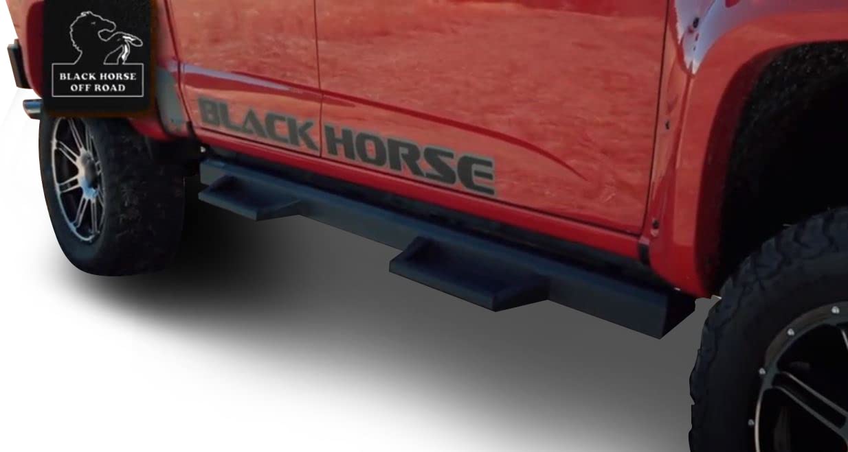 Heavy Duty Black Horse Impact Drop Side Steps Black Compatible with 2015-2025 Chevrolet Colorado|2015-2025 GMC Canyon-IM-GMCACC