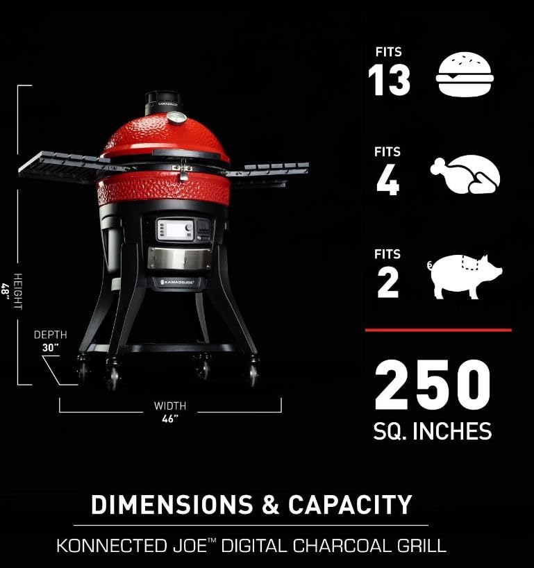 Kamado Joe 18 in. Konnected Joe Digital Charcoal Grill and Smoker with Auto-Ignition and Wi-Fi Temperature Control KJ15041123