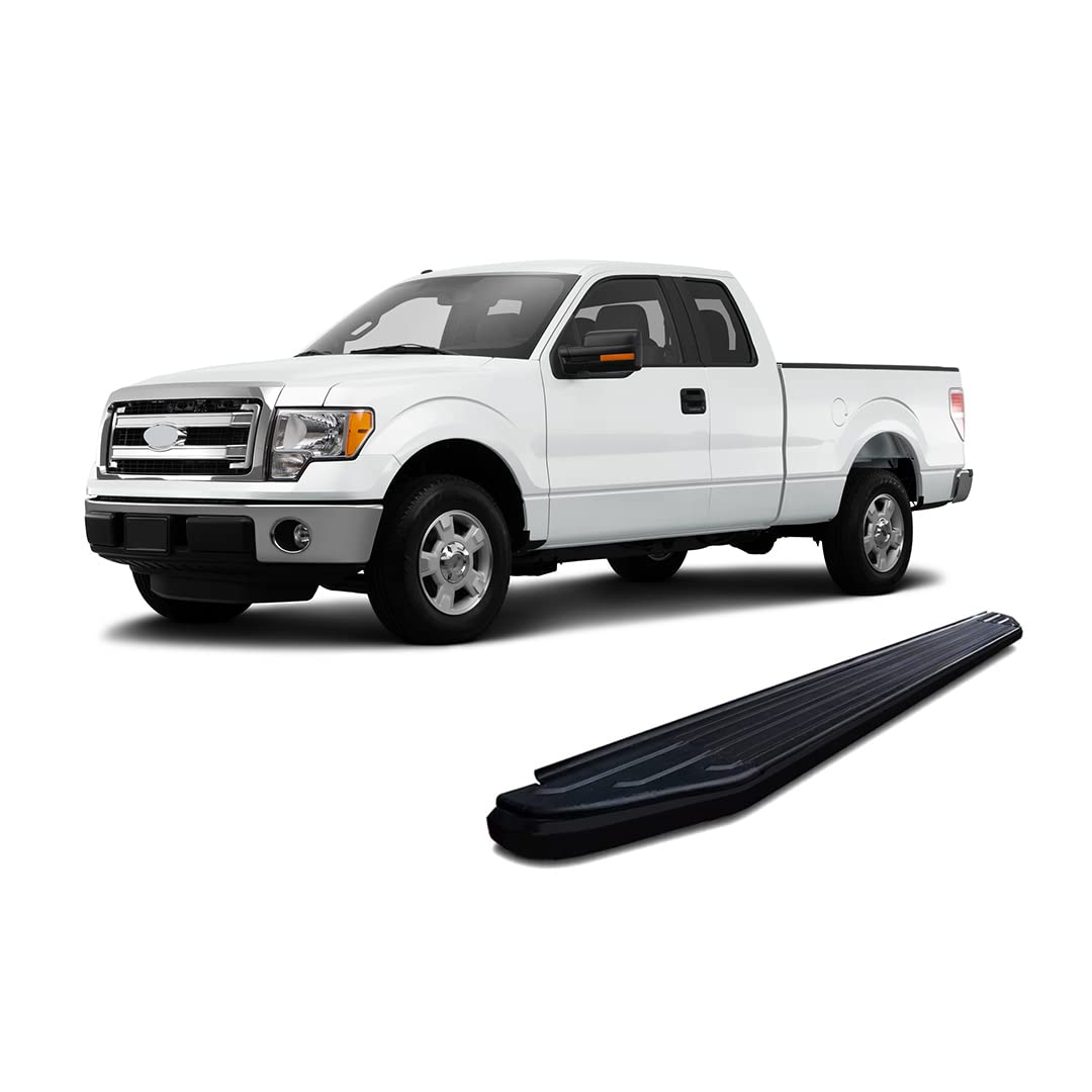 Peerless Black Horse Running Boards Black Compatible with 2004-2009 Ford F-150-PR-F379BK