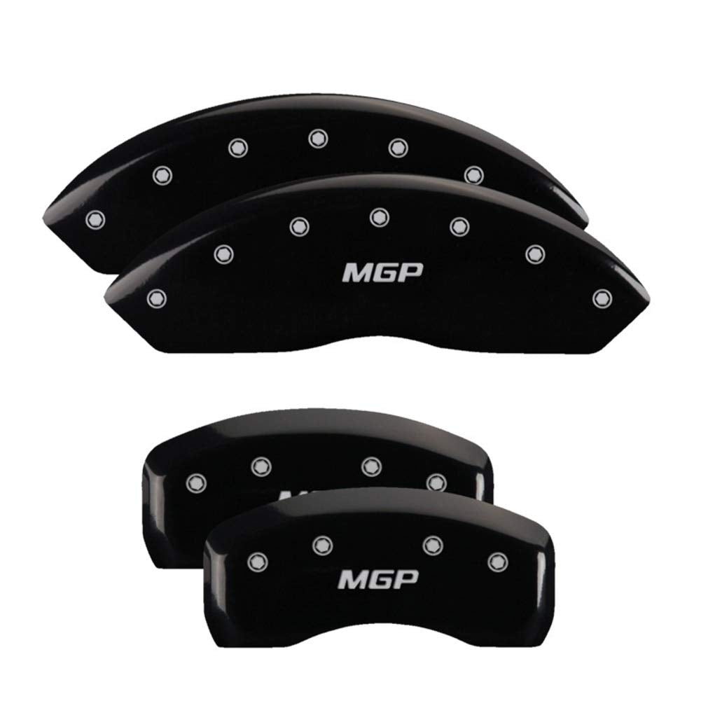 MGP 21191SMGPBK Caliper Covers Black Powder Coat Finish, Silver Characters, Set of 4