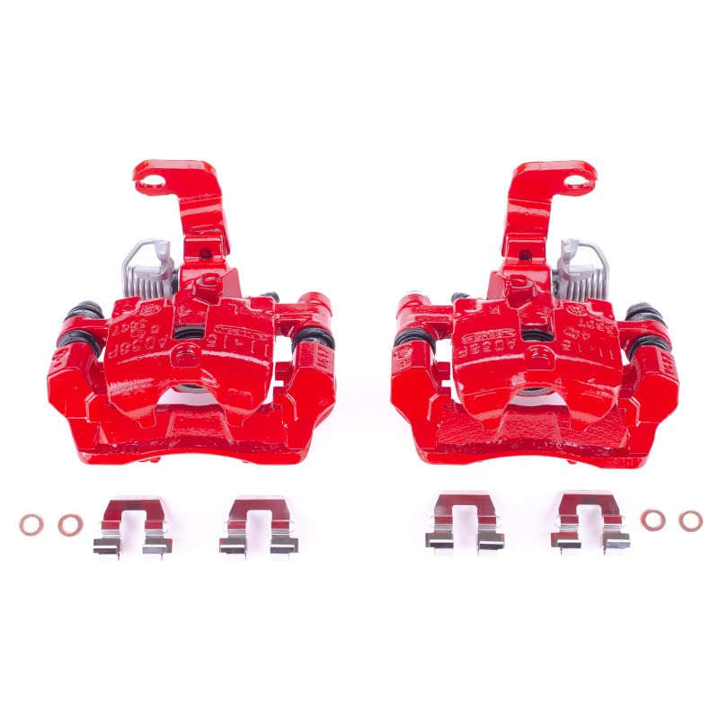 Power Stop S4718B Rear Pair of High-Temp Red Powder Coated Calipers For Buick LeSabre 2000-2005, Buick Park Avenue 2000-2005, Pontiac Bonneville 2000-2005 [Model Specific]