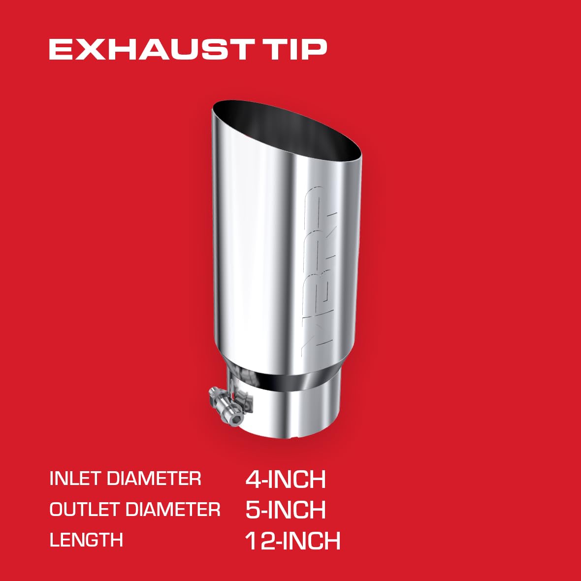 Exhaust Tip MBRP T5052 (5" O.D. Angled Single Walled 4" Inlet 12" Length, T304)