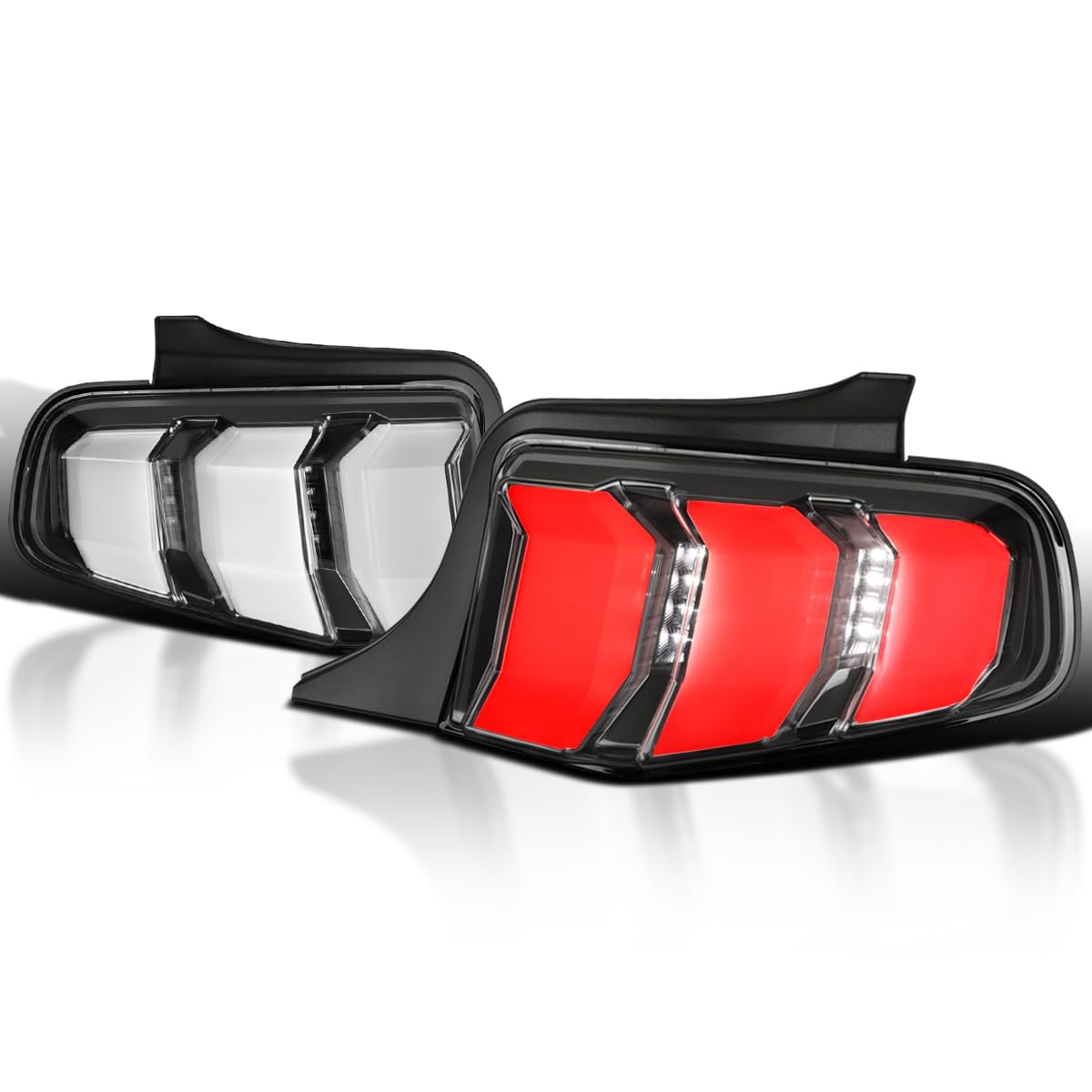 Sequential LED Signal Tail Lights SPEC-D TUNING Black Compatible with 2010-2012 Ford Mustang, Left + Right Pair Assembly