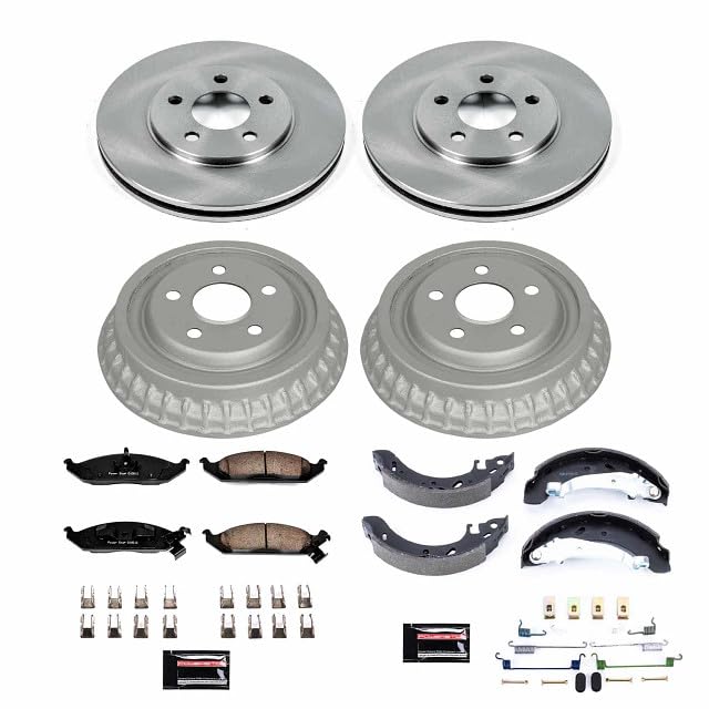 Power Stop Autospecialty KOE15159DK Front and Rear Replacement Brake Kit-OE Brake Drums & Ceramic Brake Pads For Chrysler Cirrus, Dodge Stratus, Plymouth Breeze [Model Specific]