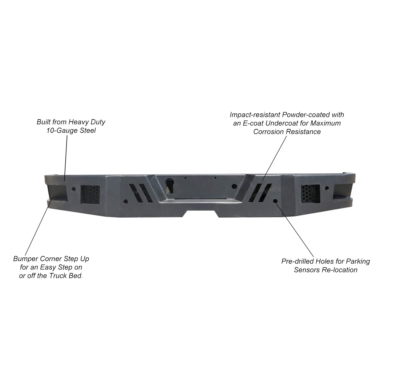 Super Heavy Duty Black Horse Armour Rear Bumper Matte Black Compatible with 2014-2021 Toyota Tundra-ARB-TU14