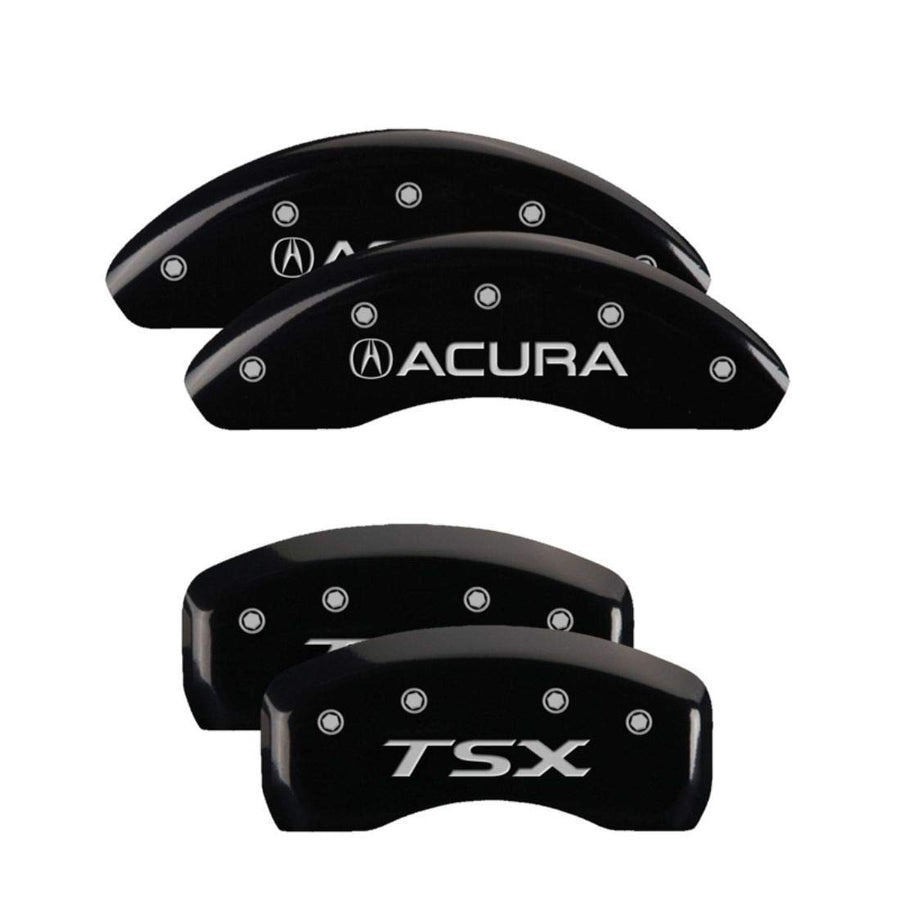 MGP Caliper Covers Black Powder Coat Finish 39004STSXBK Engraved Caliper Cover with Silver Characters, Set of 4 "Acura/TSX"