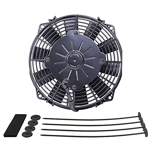 Derale Electric Cooling Fan, 8 in Standard, Puller, 366 CFM, Straight Blade, 8 x 8-1/4 in, 2 in Thick, Plastic, Each