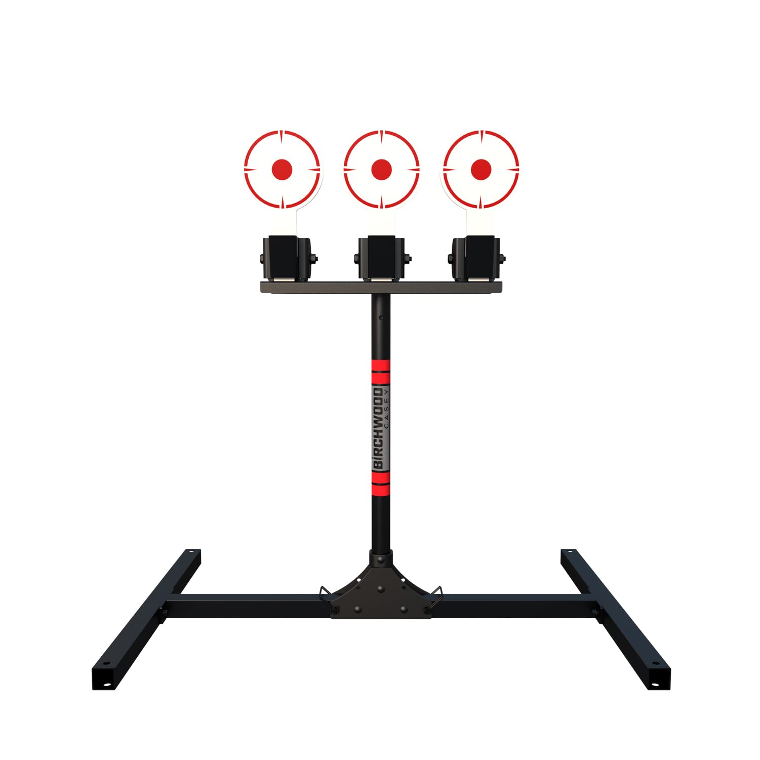 3 Birchwood Casey Spring Loaded Self-Resetting 6" Diameter Targets with Plate Rack & Folding Target Stand - Durable Long-Lasting Metal Standing Target for Shooting