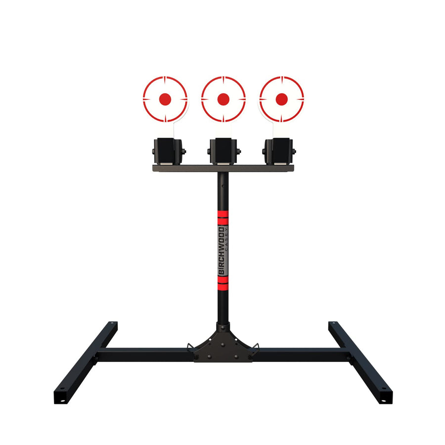 3 Birchwood Casey Spring Loaded Self-Resetting 6" Diameter Targets with Plate Rack & Folding Target Stand - Durable Long-Lasting Metal Standing Target for Shooting