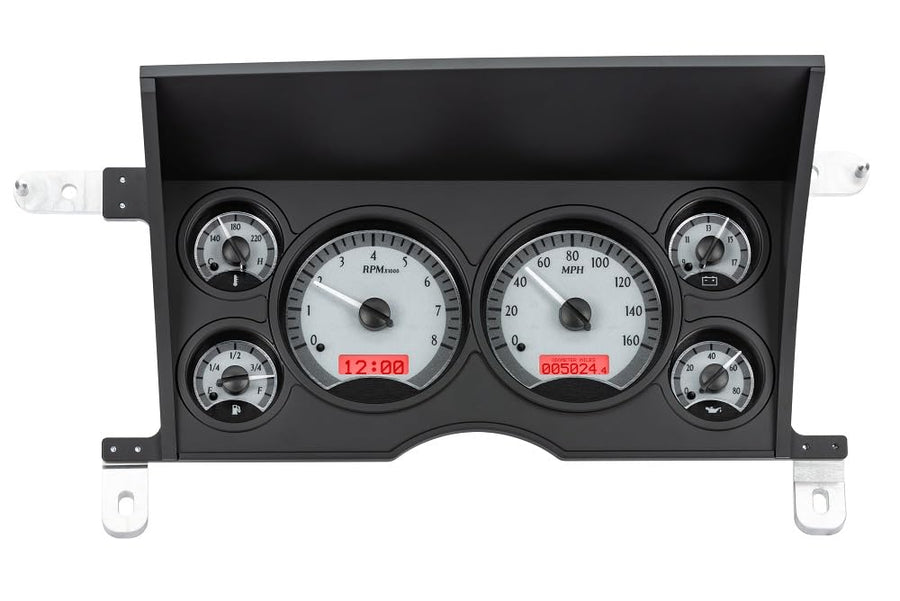Dakota Digital VHX-86C-S-R-10 Analog Dash Gauge System Compatible with 1986-93 Chevy/GMC S-10/ S-15 Pickups and 1986-94 S-10/ S-15 Blazers/Jimmy, Silver Alloy Style, Red Backlighting