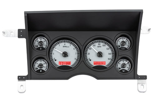 Dakota Digital VHX-86C-S-R-10 Analog Dash Gauge System Compatible with 1986-93 Chevy/GMC S-10/ S-15 Pickups and 1986-94 S-10/ S-15 Blazers/Jimmy, Silver Alloy Style, Red Backlighting