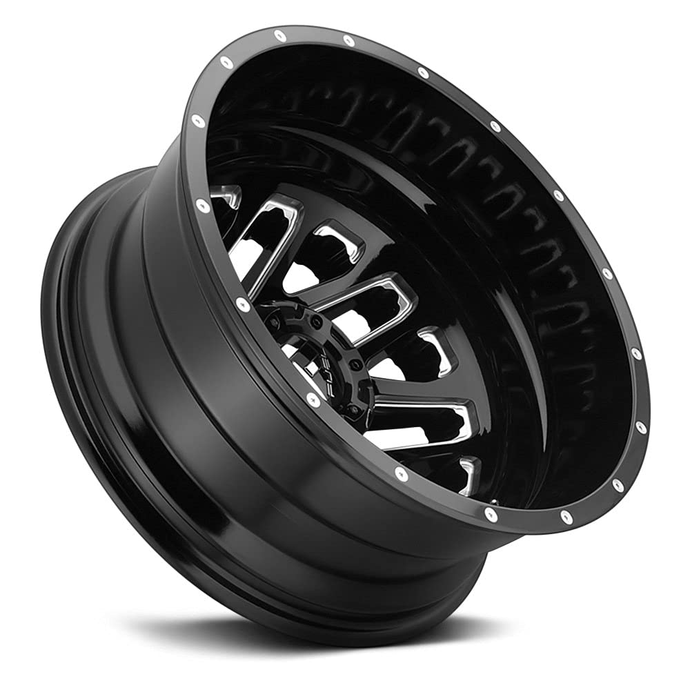 D581 Fuel Offroad Triton Dually Rear BLACK Wheel (20 x 8.25 inches /8 x 165 mm, -215 mm Offset)