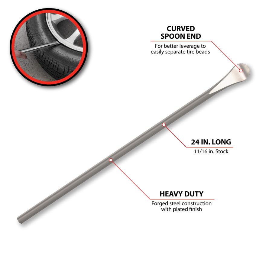 24" Performance Tool W17 Tire Spoon - Versatile Tire Mounting and Demounting Tool for Cars, Motorcycles, ATVs, and Light Trucks