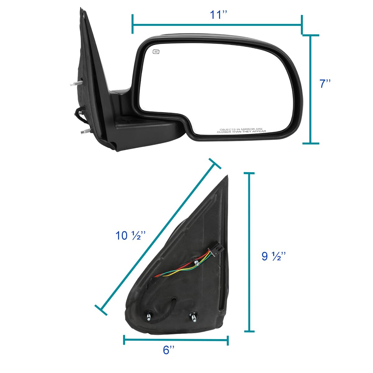 Power Heated Spec-D Tuning Manual Fold Side View Mirrors Compatible with 1999-2002 Chevy Silverado, GMC Sierra Left+Right Pair