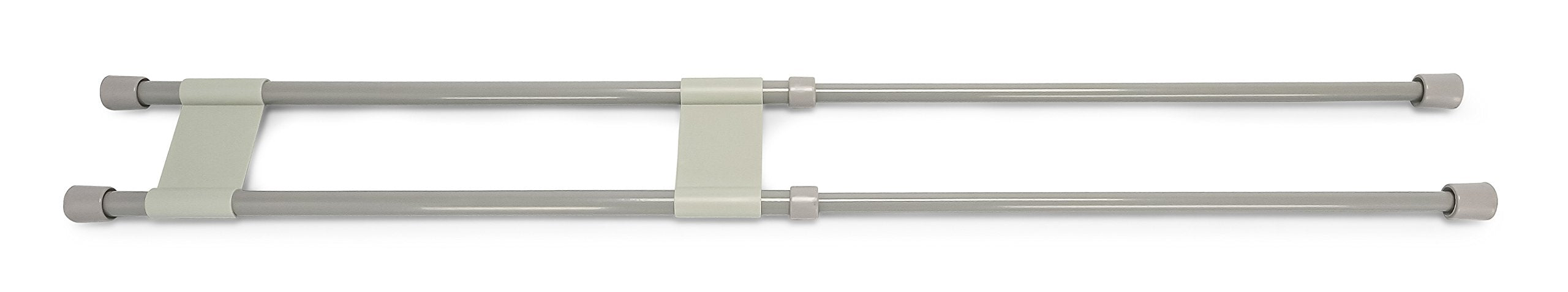 28" Camco Double RV Refrigerator Bar, Holds Food and Drinks in Place During Travel, Prevents Messy Spills, Spring Loaded and Extends Between 16" and 28" - Gray ( 44075)