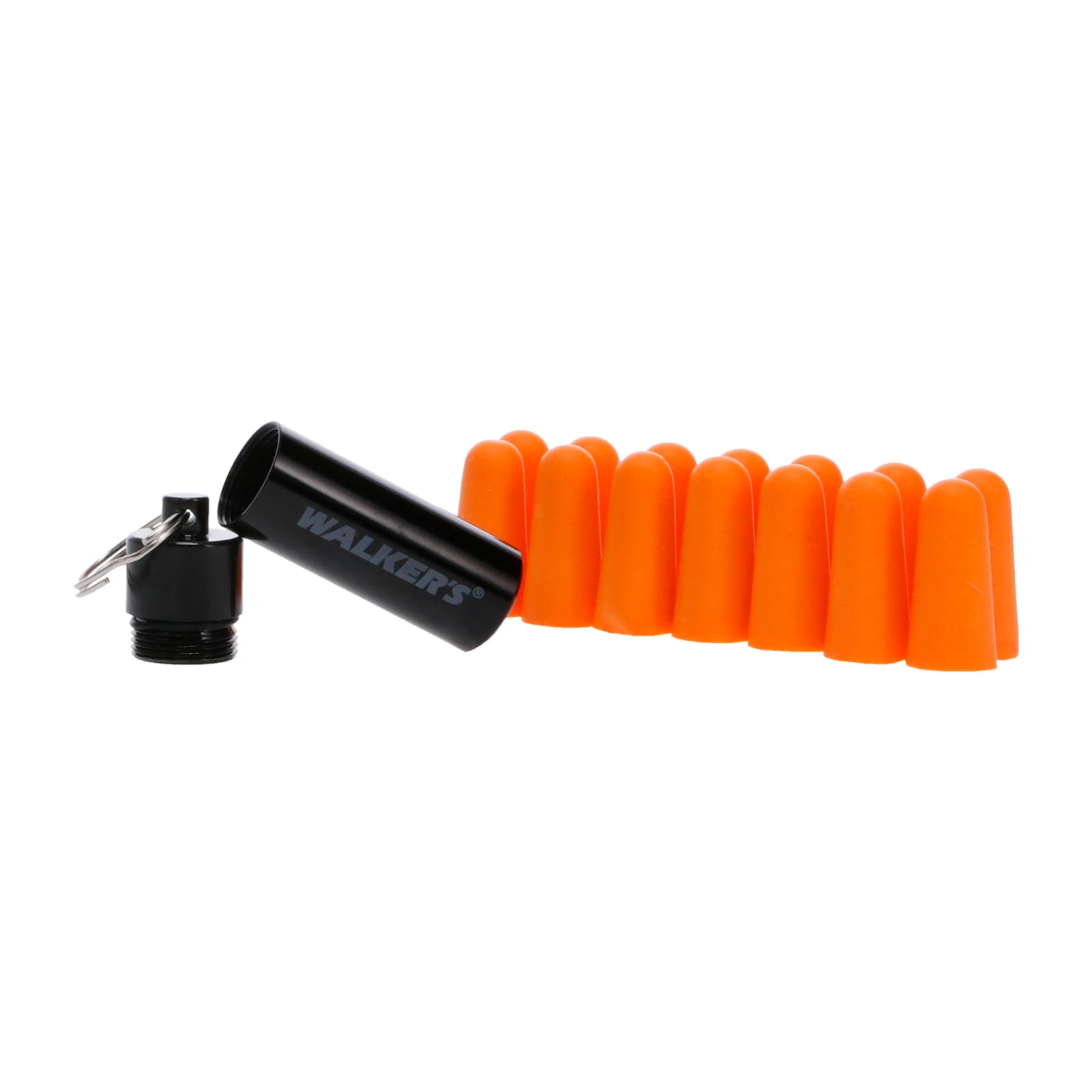 7 Pairs Walker's Neon Orange Foam Ear Plugs with Black Aluminum Canister