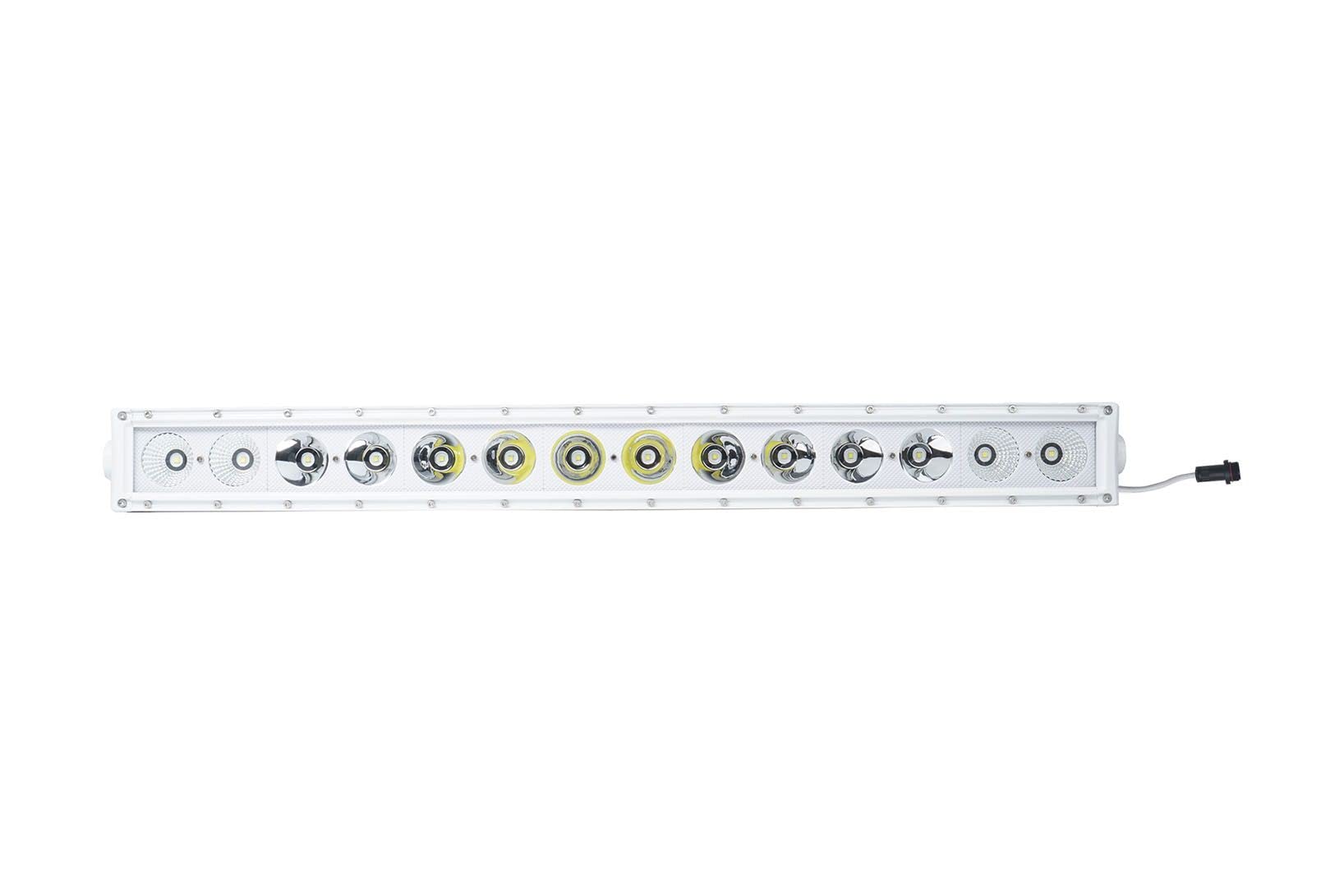 Race Sport Lighting 30.5inch MS140WCWA Single Row Marine Grade Wrap Around White Shell Light Bar with 140-Watt 14 x 10W High Intensity OSRAM LEDs
