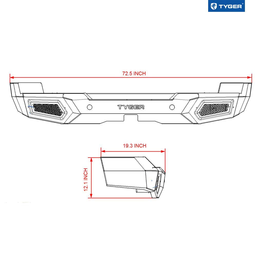 Tyger Auto Rear Bumper Kit TG-BP9T80698 Compatible with 2007-2014 Toyota FJ Cruiser | Textured Black | Rock Crawler